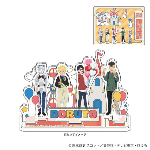 『NARUTO&BORUTO』アクリルジオラマ 02/ボルト&サラダ&ミツキ&カワキ テーマパークver.(描き下ろしイラスト)
